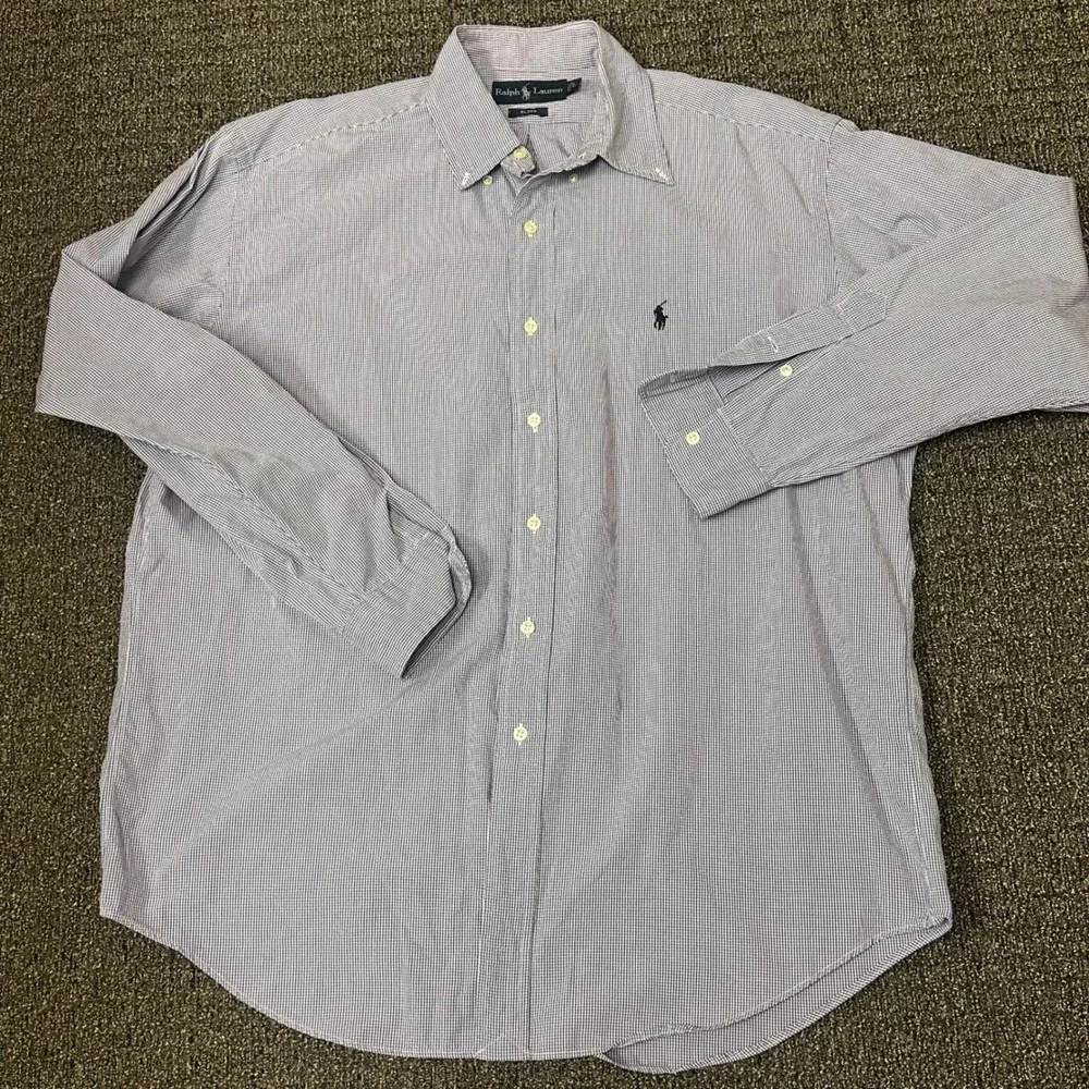 2- Ralph Lauren Button Down‎ Blake Shirts Mens Large Micro Gingham Check Plaid - Picture 3 of 14